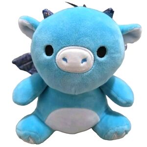 Squishmallow Hug Me Dragon Blue Plush Stuffed Animal Glitter Wing 7" Soft Cuddly